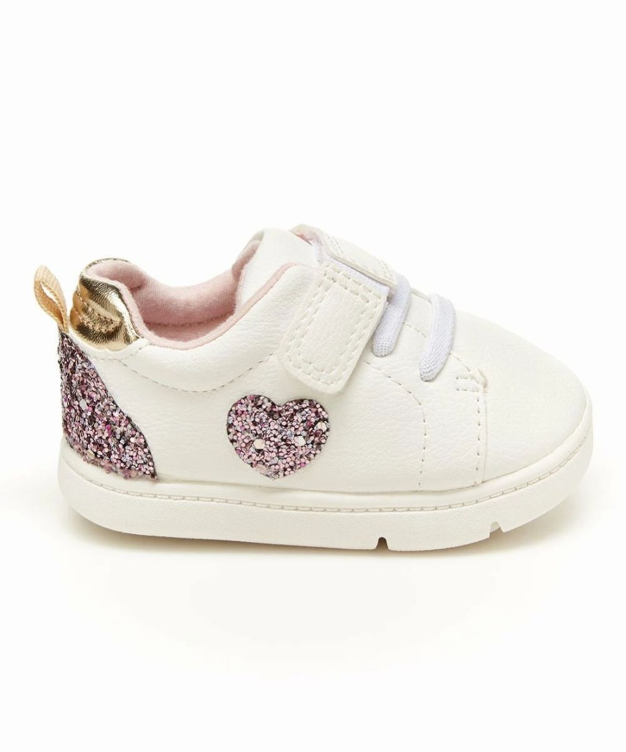 * | Hot Sale Carter'S White & Pink Glitter Heart Park Sneaker Girls