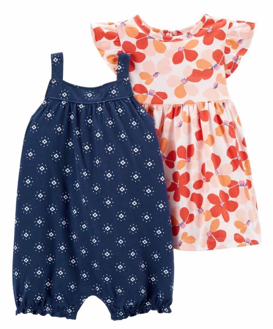 * | Promo Carter'S Pink & Orange Floral A-Line Dress Set Infant