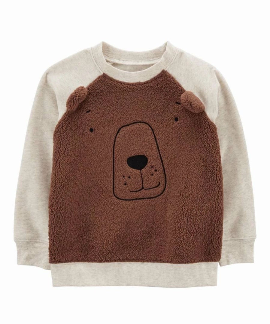 * | Best Sale Carter'S Cream & Brown Bear Sherpa Raglan Pullover Infant