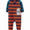 * | Top 10 Carter'S Orange & Blue Stripe Seal Fleece Two-Way Zip Playsuit Newborn & Infant