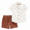 * | Discount Carter'S Ivory Boats Button-Up & Brown Shorts Newborn & Infant