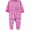 * | Outlet Carter'S Pink Fair Isle Long-Sleeve Footie Newborn & Infant