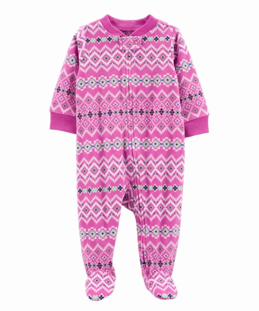 * | Outlet Carter'S Pink Fair Isle Long-Sleeve Footie Newborn & Infant