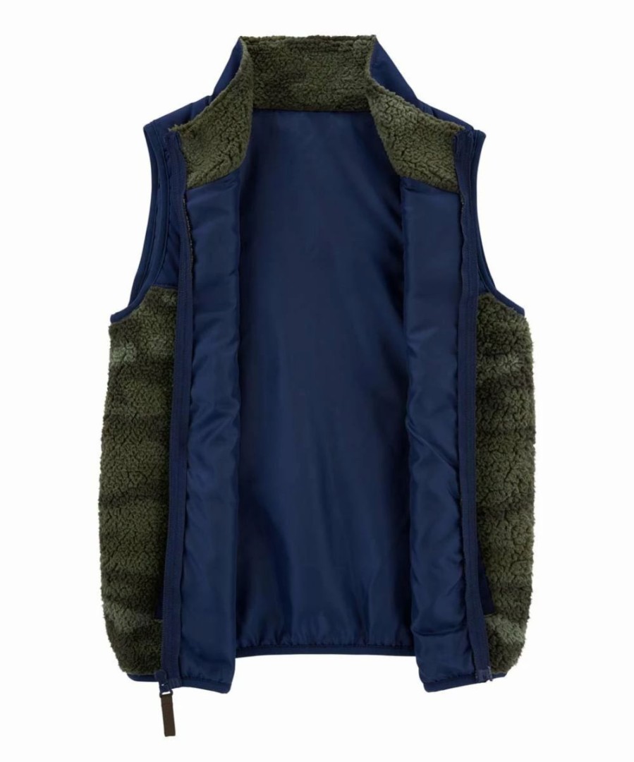 * | Buy Carter'S Navy & Green Camo Sherpa Zip-Up Vest Toddler & Boys