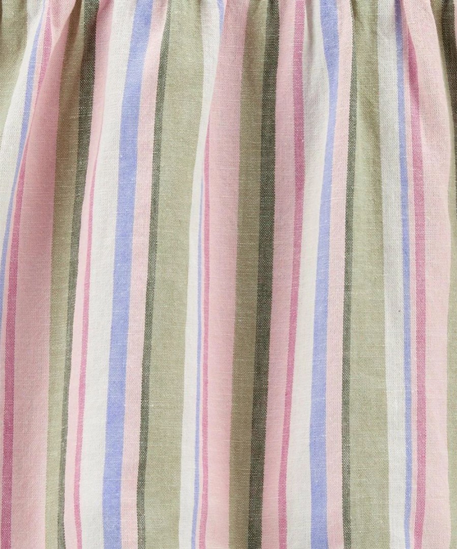 * | New Carter'S Pink & Green Stripe Linen-Blend Angel-Sleeve Top Infant