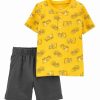 * | Discount Carter'S Yellow Construction Short-Sleeve Henley & Charcoal Shorts Infant