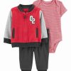 * | Buy Carter'S Red & Gray '02' Varsity Jacket Set Newborn & Infant