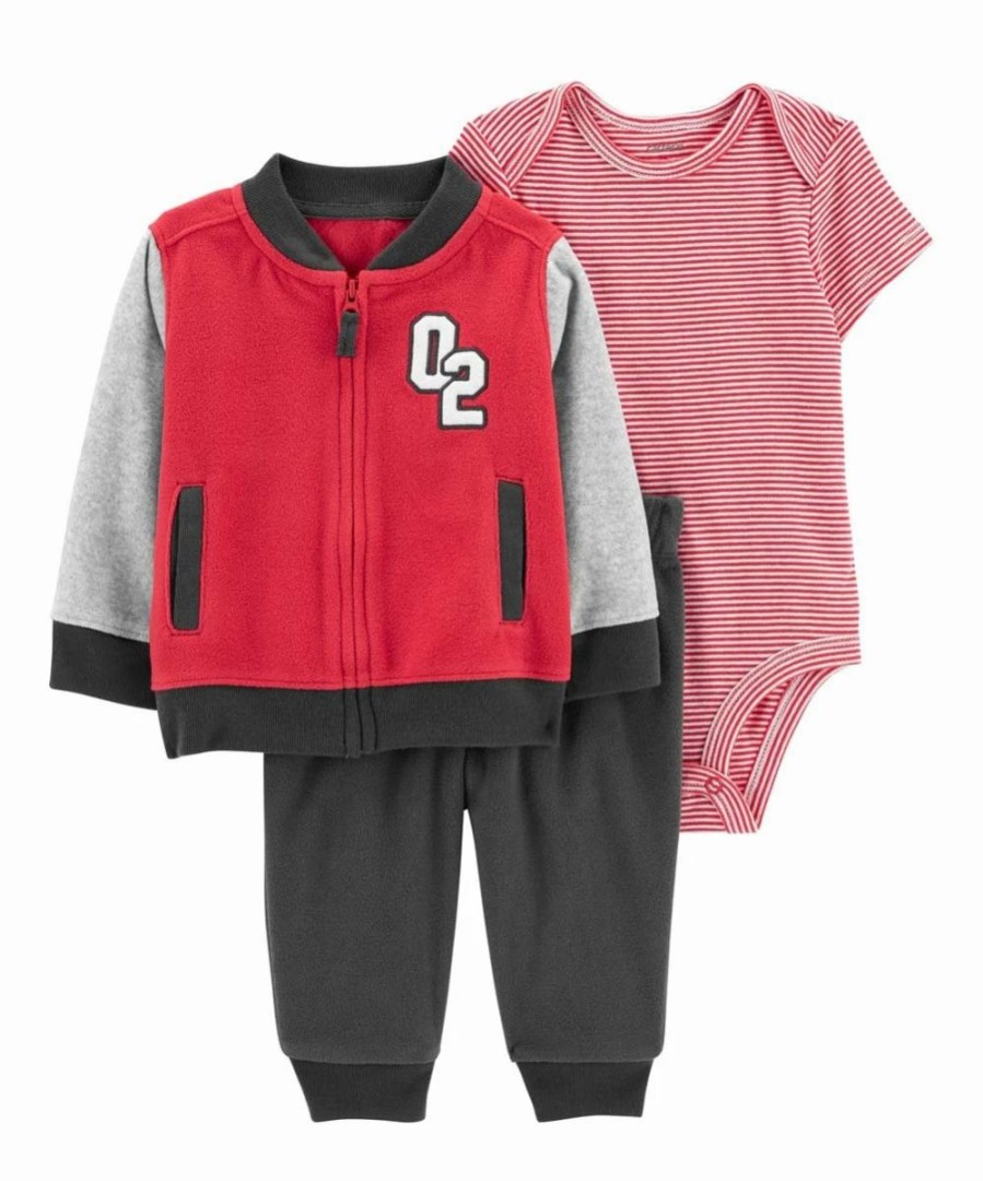 * | Buy Carter'S Red & Gray '02' Varsity Jacket Set Newborn & Infant