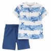 * | Brand New Carter'S White Planes Henley & Blue Shorts Infant