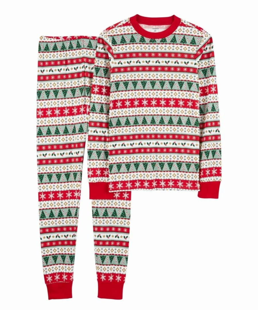 * | Hot Sale Carter'S Red & Green Stripe Tree Pajama Set Adult