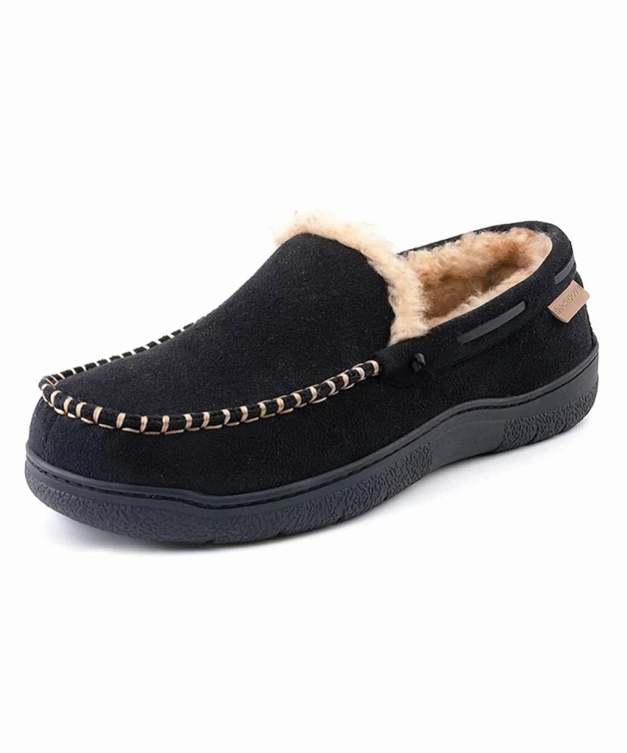 * | New Rockdove Black & Taupe Carter Moccasin Slipper Men