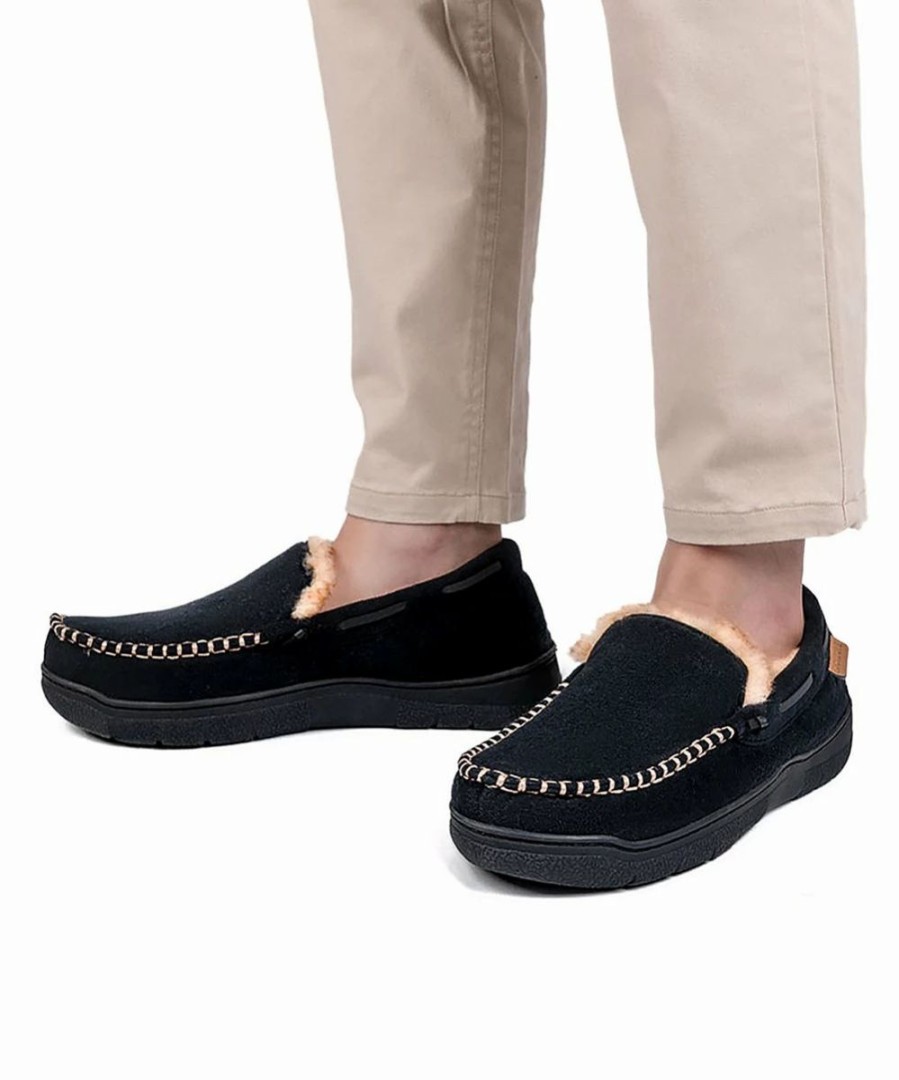 * | New Rockdove Black & Taupe Carter Moccasin Slipper Men