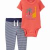 * | Best Sale Carter'S Coral Dino 'Cuddle-Asaurus' Bodysuit & Blue Stripe Pants Newborn