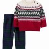 * | Deals Carter'S Red & Green Fair Isle Sweater & Navy Plaid Pants Newborn & Infant