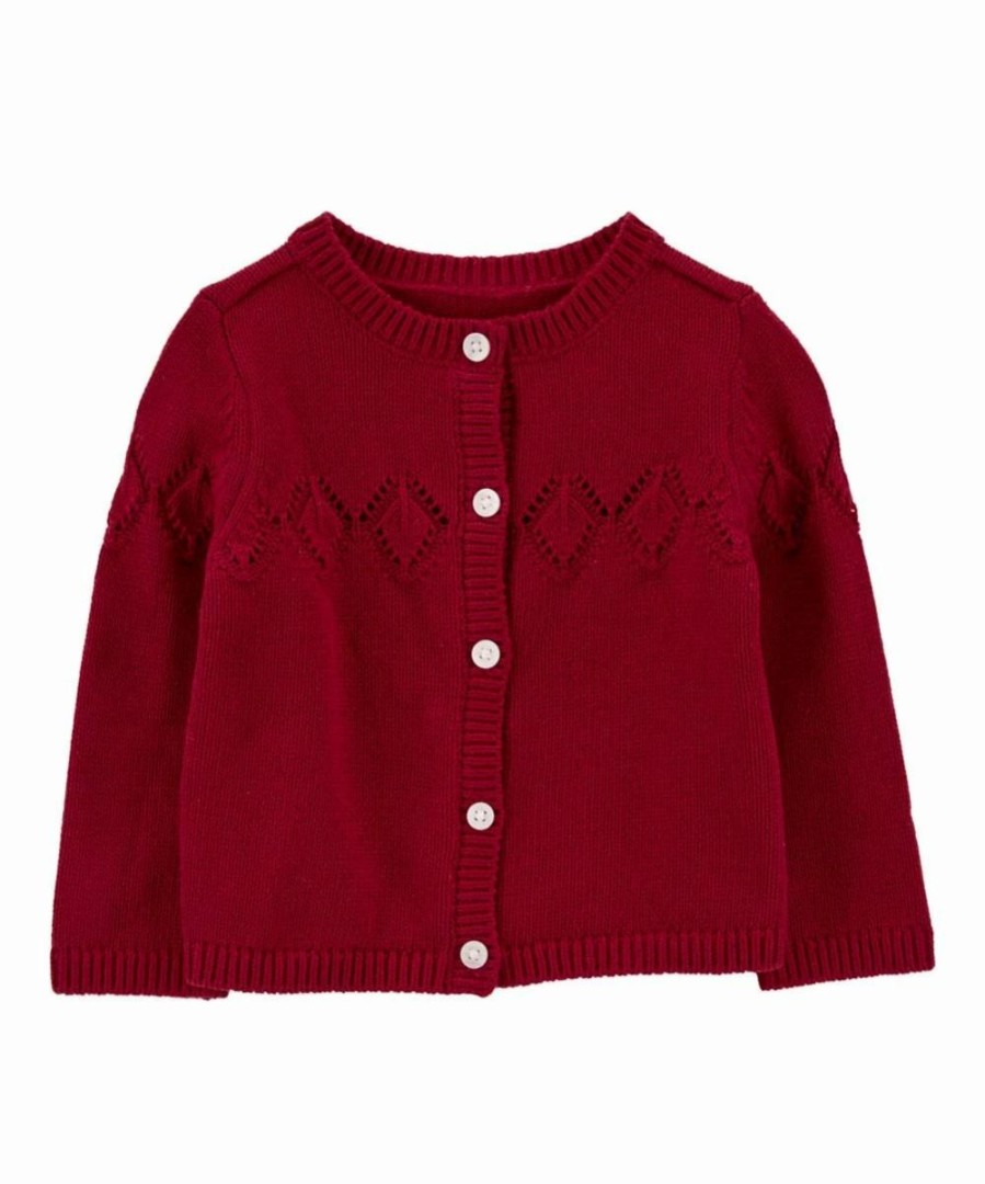 * | Buy Carter'S Dark Red Geometric Knit Button-Up Cardigan Newborn & Infant