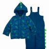 * | Wholesale Carter'S Teal Dinosaur Fleece Hooded Puffer Coat & Bib Pants Infant