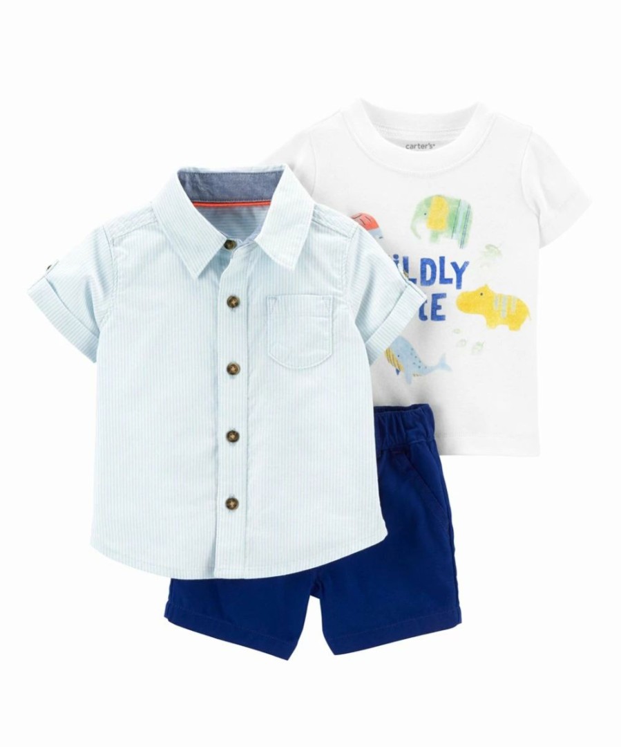 * | Best Pirce Carter'S Light Blue Button-Up Set Newborn & Infant