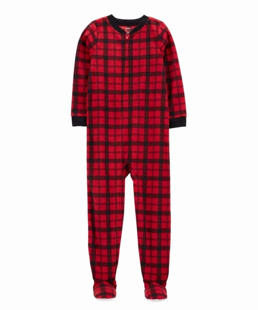 * | Budget Carter'S Red Plaid Fleece Footie Boys