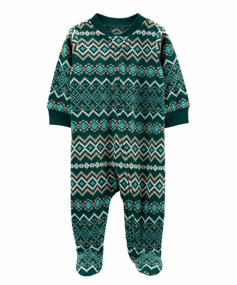 * | Top 10 Carter'S Green Fair Isle Long-Sleeve Footie Newborn & Infant