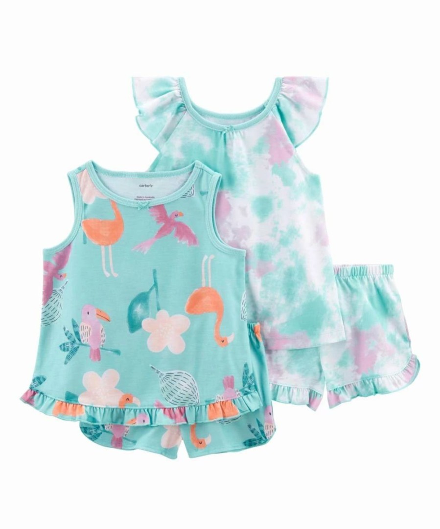 * | Promo Carter'S Aqua Flamingo Ruffle Tank Pajama Set Toddler