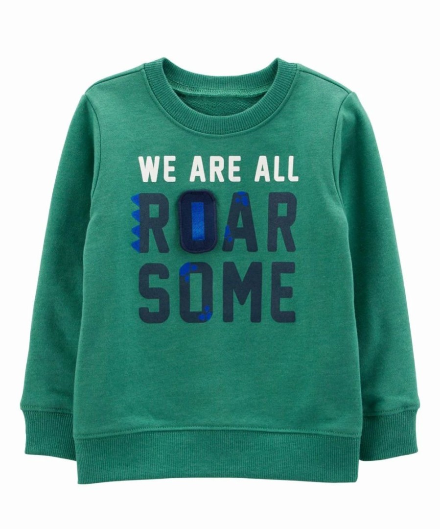 * | Best Deal Carter'S Green 'We'Re All Roar Some' Dinosaur Pullover Infant