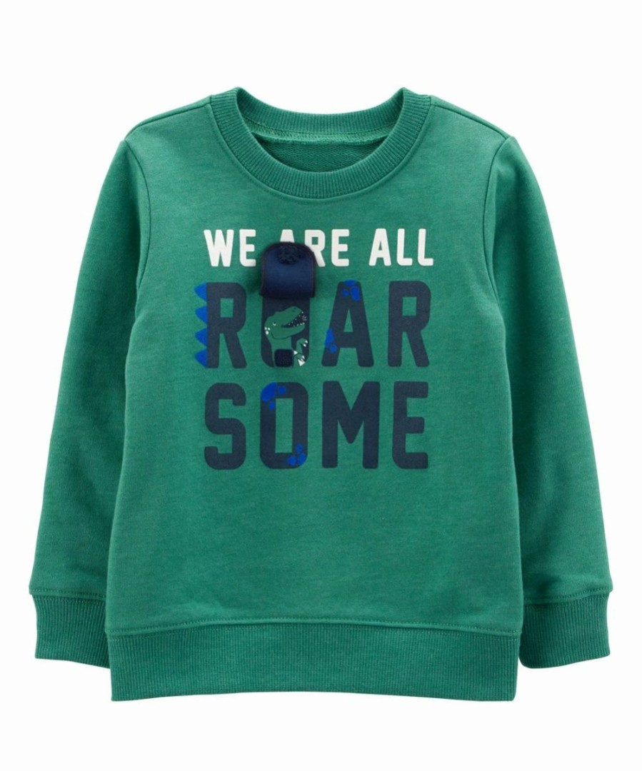 * | Best Deal Carter'S Green 'We'Re All Roar Some' Dinosaur Pullover Infant