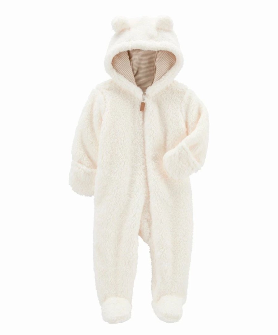 * | Coupon Carter'S White Bear-Ear Zip-Up Hooded Teddy Footie Infant