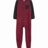 * | Wholesale Carter'S Burgundy & Black Color Block Pocket Fleece Footie Boys