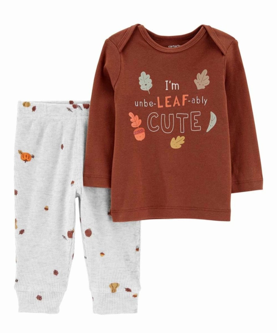 * | Best Reviews Of Carter'S Brown 'Unbe-Leaf-Ably Cute' Long-Sleeve Top & White Acorn Pants Infant