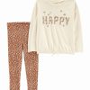 * | Wholesale Carter'S Cream 'Happy' Butterfly Long-Sleeve Top & Brown & White Floral Leggings Infant