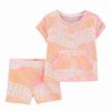 * | Promo Carter'S Pink Tie-Dye Pocket Crewneck Top & Shorts Infant