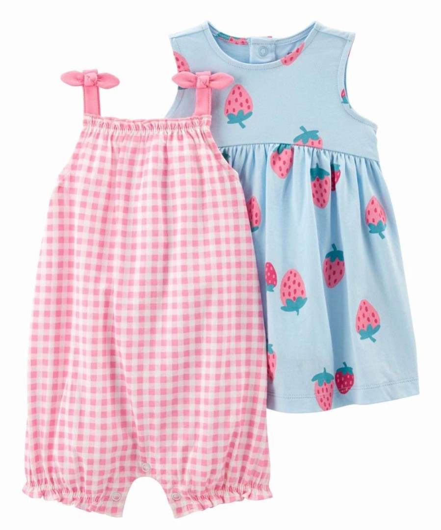 * | Brand New Carter'S Blue Strawberry A-Line Dress Set Newborn