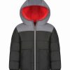 * | Best Deal Carter'S Black & Gray Color-Block Hooded Puffer Coat Toddler