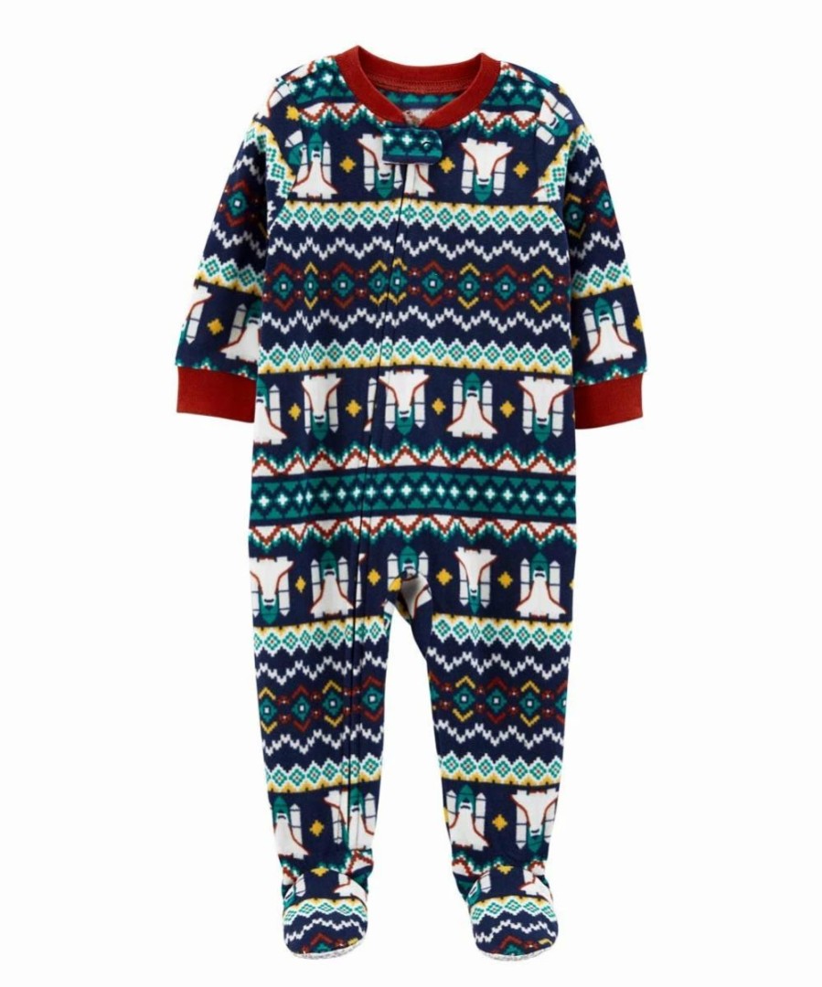 * | Flash Sale Carter'S Blue Spaceship Fair Isle Fleece Footie Toddler