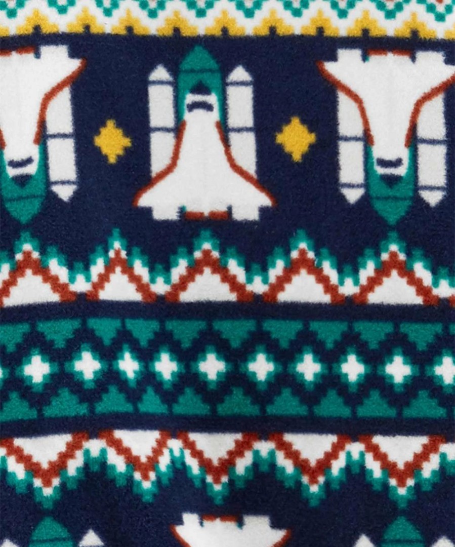 * | Flash Sale Carter'S Blue Spaceship Fair Isle Fleece Footie Toddler