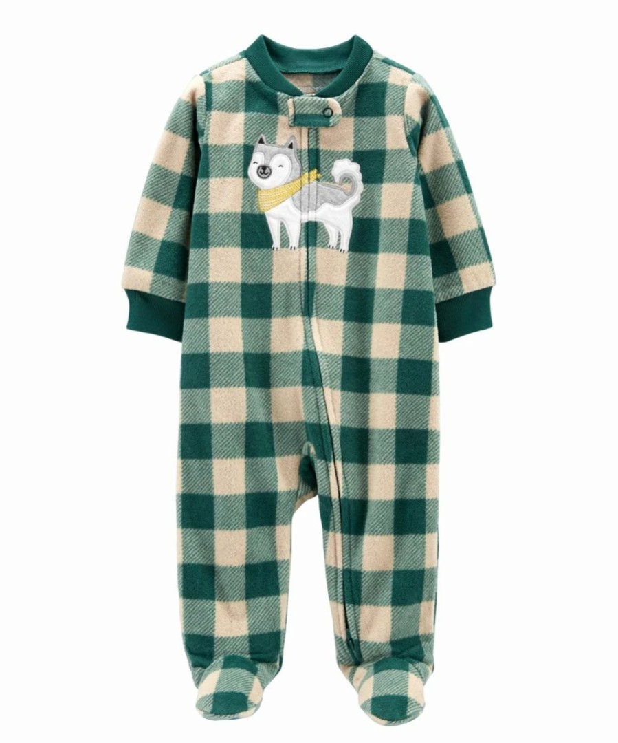 * | Best Reviews Of Carter'S Green Plaid Dog Sleep & Play Fleece Zip Footie Newborn & Infant