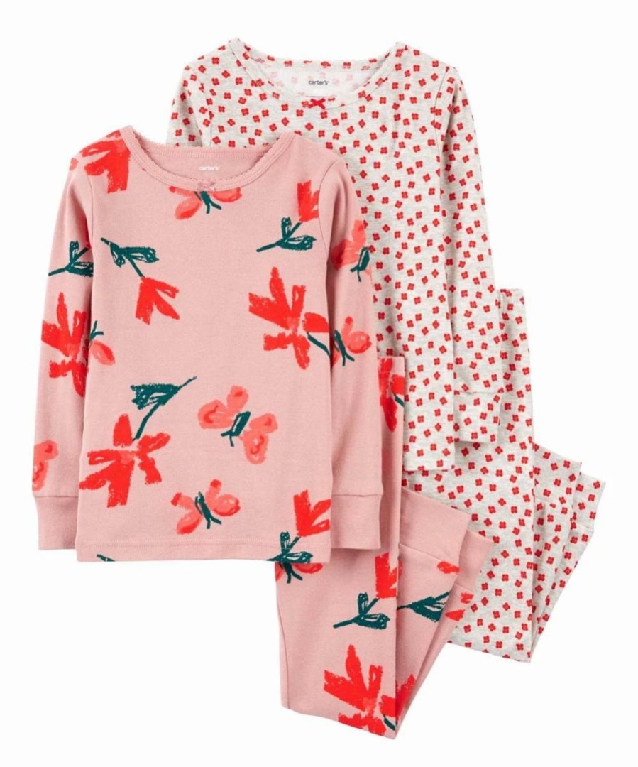 * | Top 10 Carter'S Pink & Red Floral Pajama Set Infant