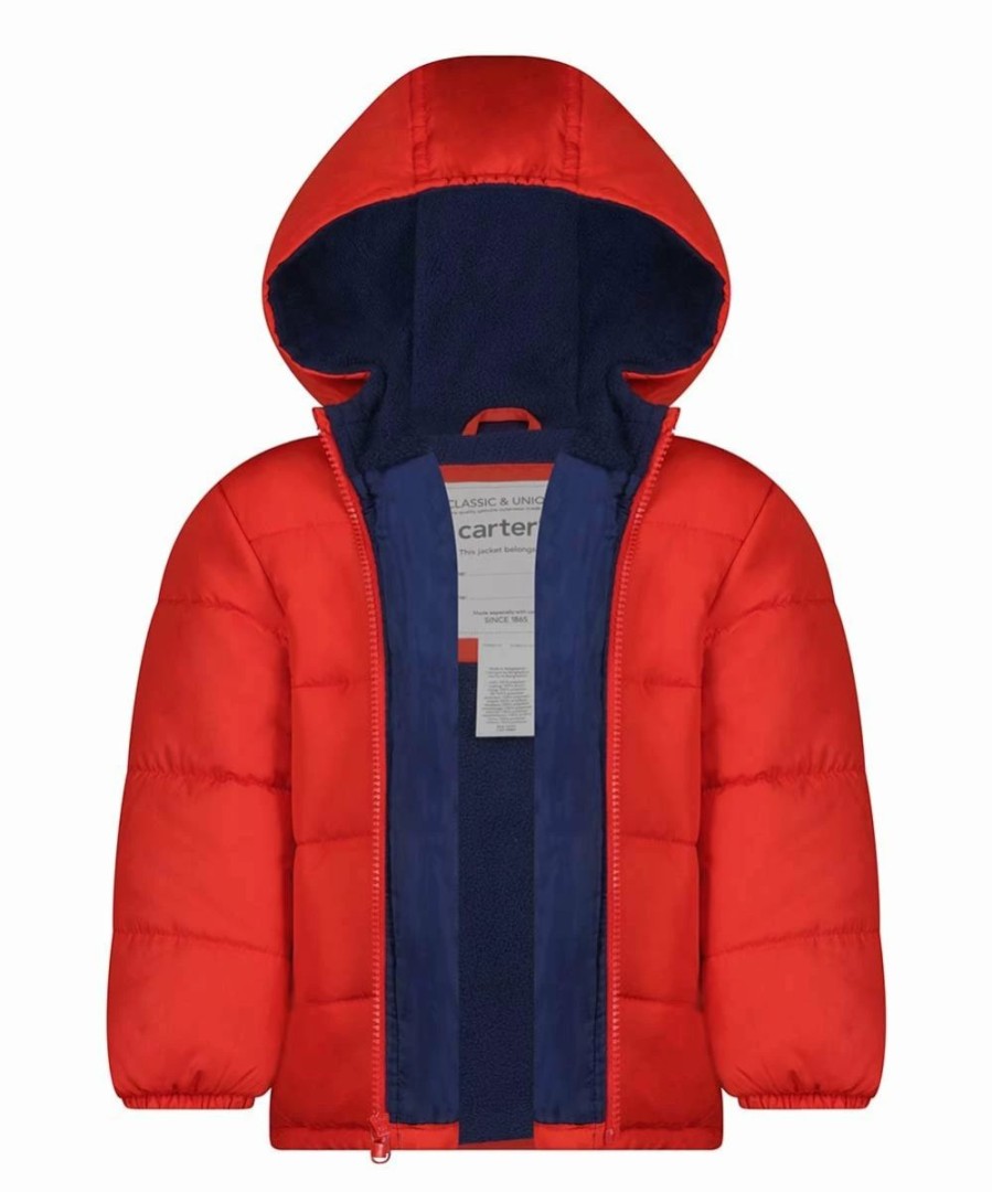 * | Coupon Carter'S Red Hooded Puffer Coat Boys