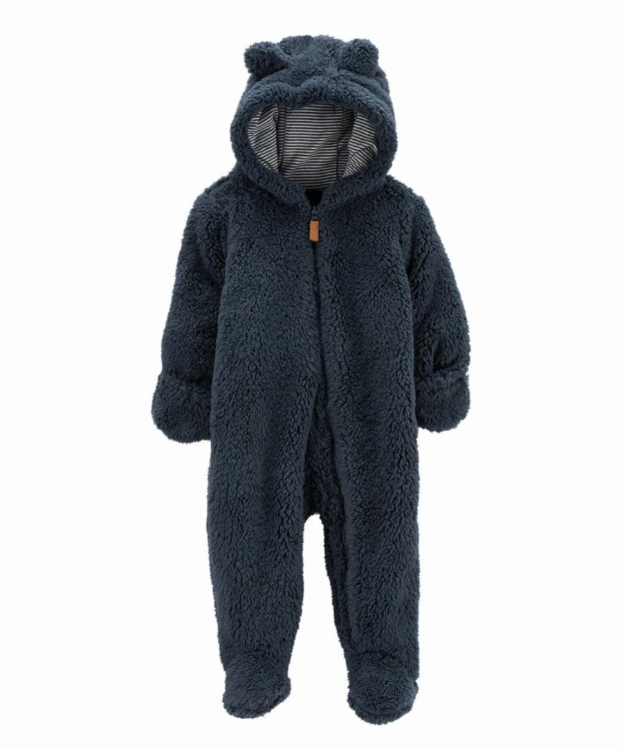 * | Best Reviews Of Carter'S Navy Bear-Ear Hooded Teddy Footie Newborn & Infant