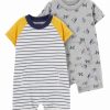 * | Cheap Carter'S Yellow & Navy Stripe Pocket Romper Set Newborn & Infant