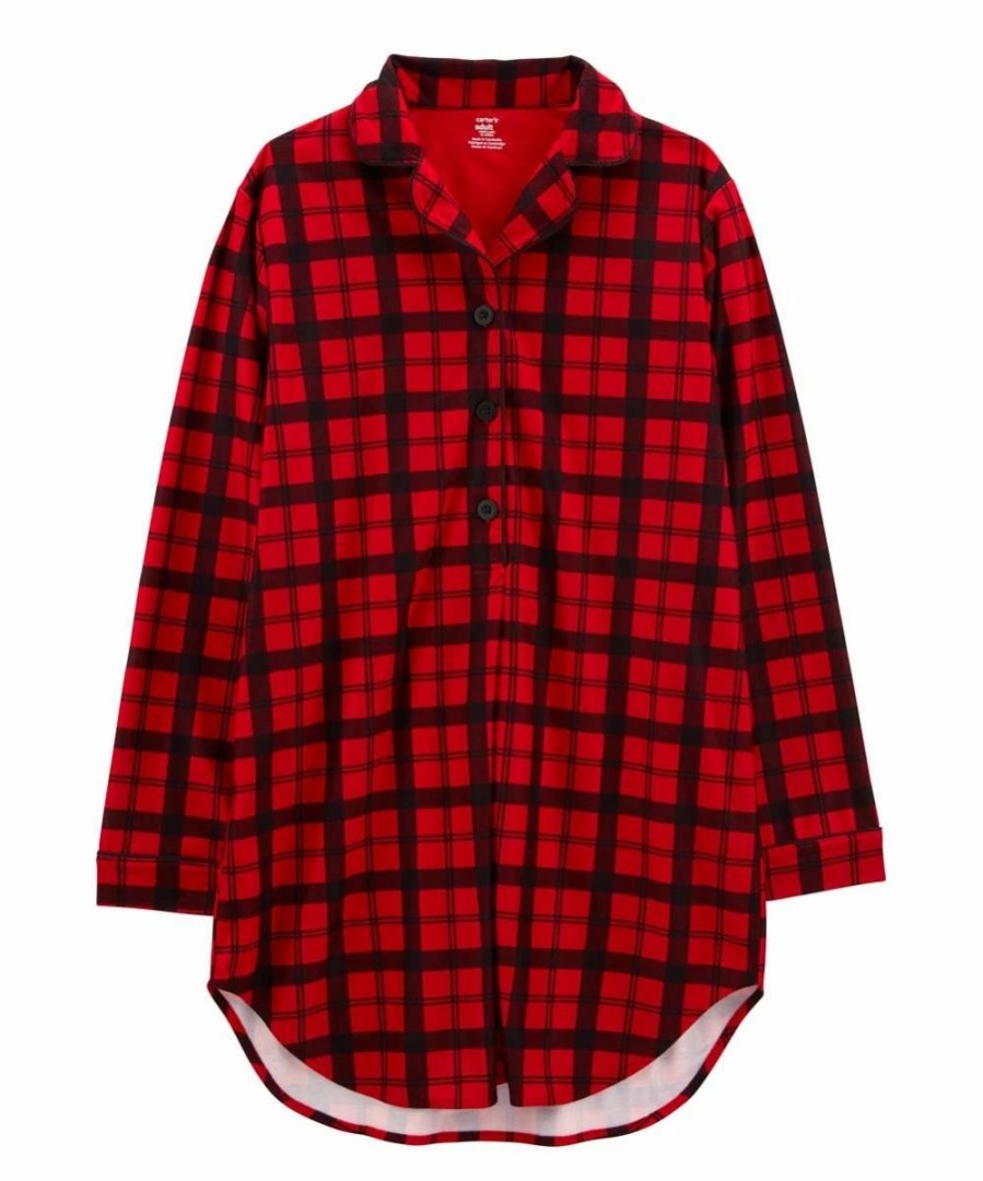 * | Best Pirce Carter'S Red & Black Plaid Sleep Shirt Newborn, Infant & Women