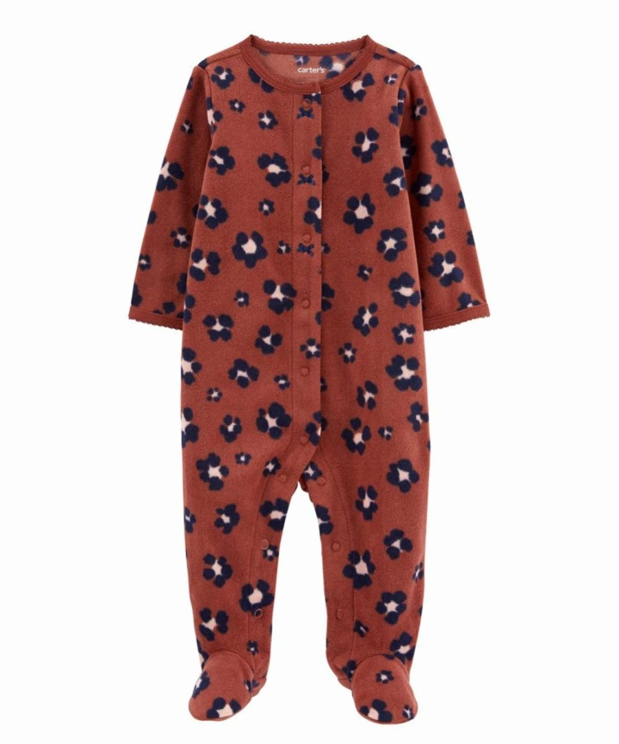 * | New Carter'S Brown Leopard Sleep & Play Fleece Zip Footie Newborn & Infant