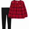 * | Flash Sale Carter'S Red Plaid Long-Sleeve Top & Black Leggings Infant