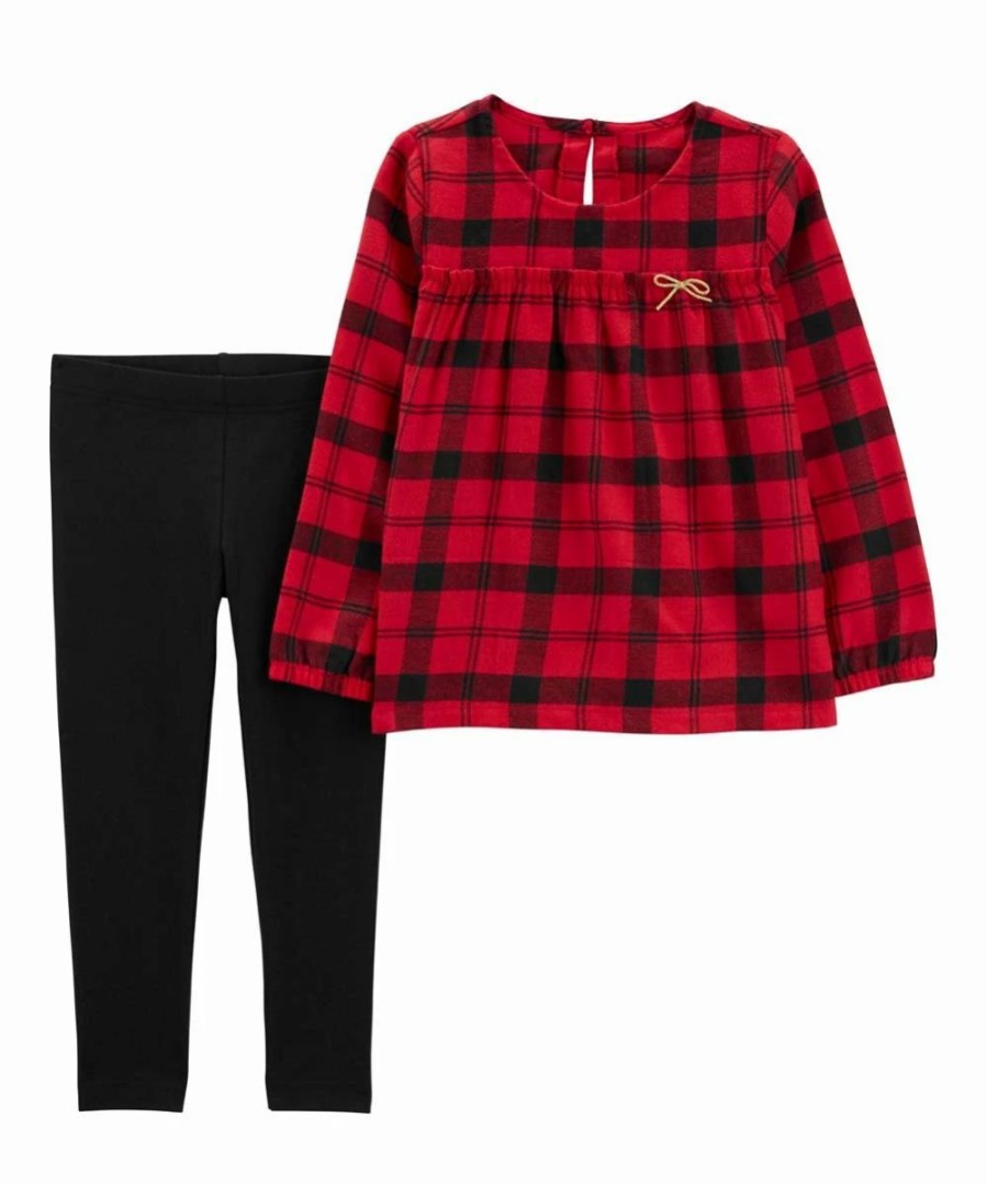 * | Flash Sale Carter'S Red Plaid Long-Sleeve Top & Black Leggings Infant