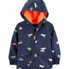 * | Best Deal Carter'S Navy Dino Color-Changing Hooded Rain Jacket Toddler & Boys