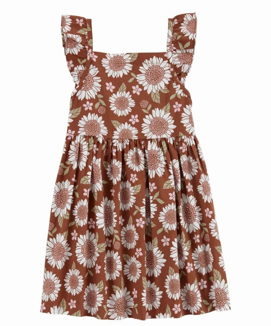 * | Promo Carter'S Brown Floral Ruffle Shift Dress Toddler