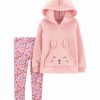 * | Best Deal Carter'S Pink Bunny Hoodie & Floral Leggings Toddler