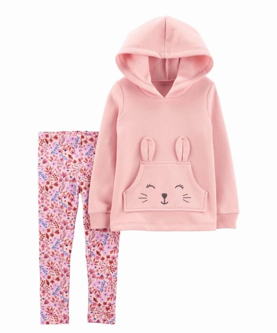 * | Best Deal Carter'S Pink Bunny Hoodie & Floral Leggings Toddler