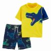 * | Outlet Carter'S Yellow & Navy Dinosaur Rashguard Set Infant