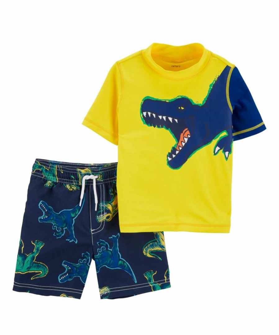 * | Outlet Carter'S Yellow & Navy Dinosaur Rashguard Set Infant